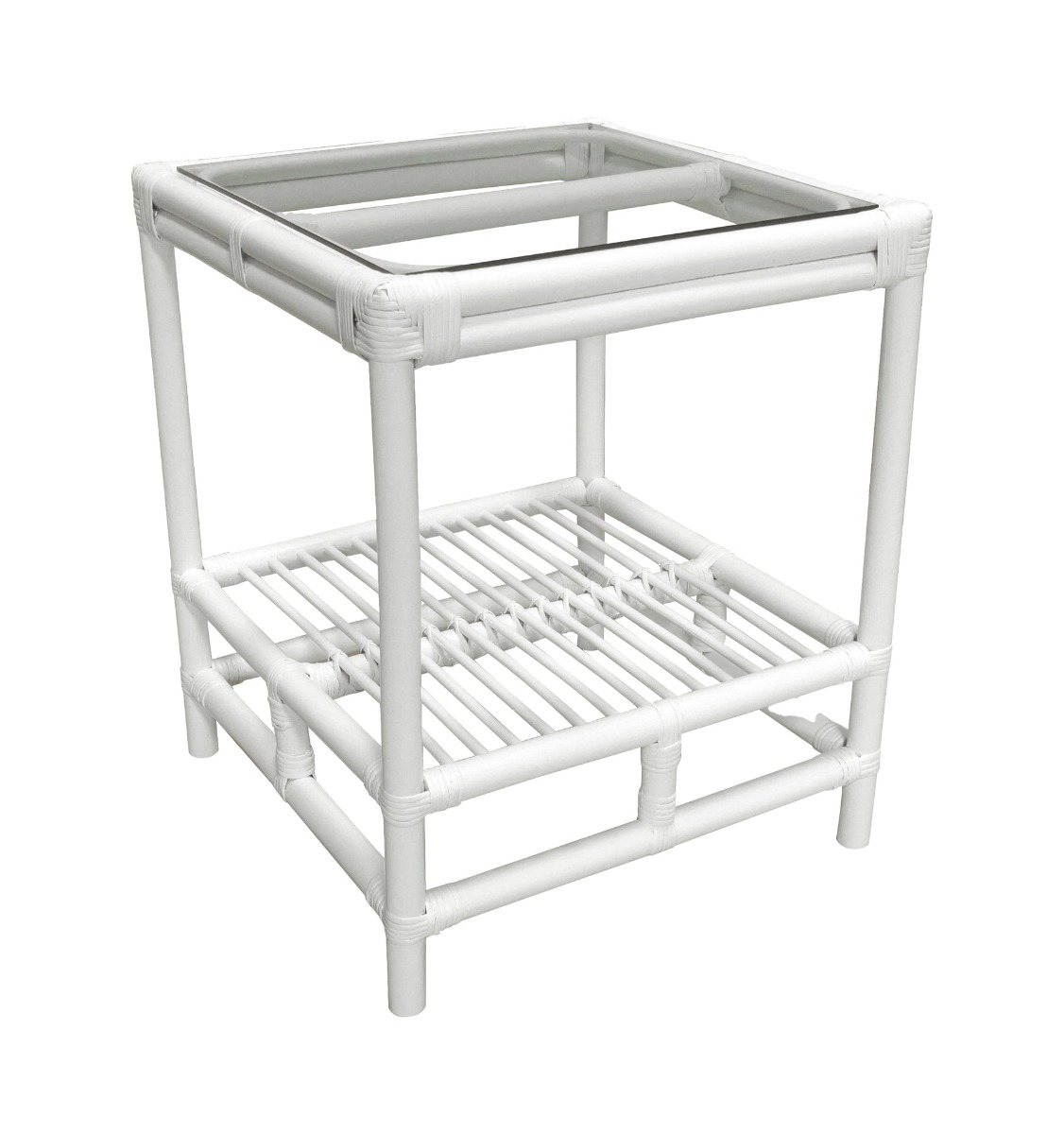 Havana Rattan Side Table White, L 50 W 50 H 60 cm (RRP $379) - Image 4