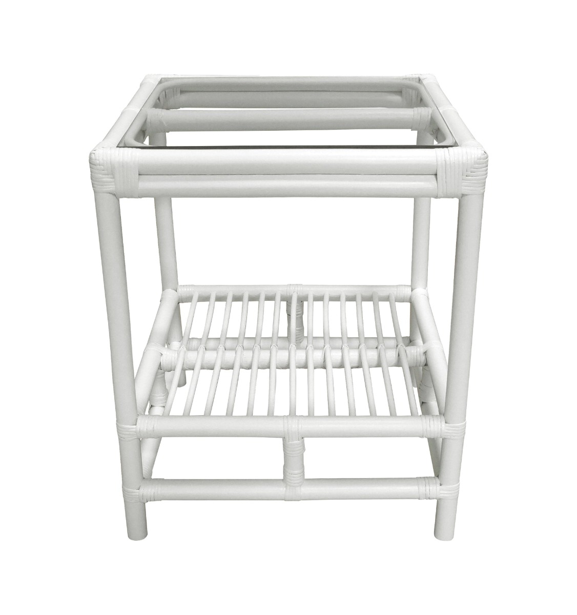 Havana Rattan Side Table White, L 50 W 50 H 60 cm (RRP $379) - Image 3