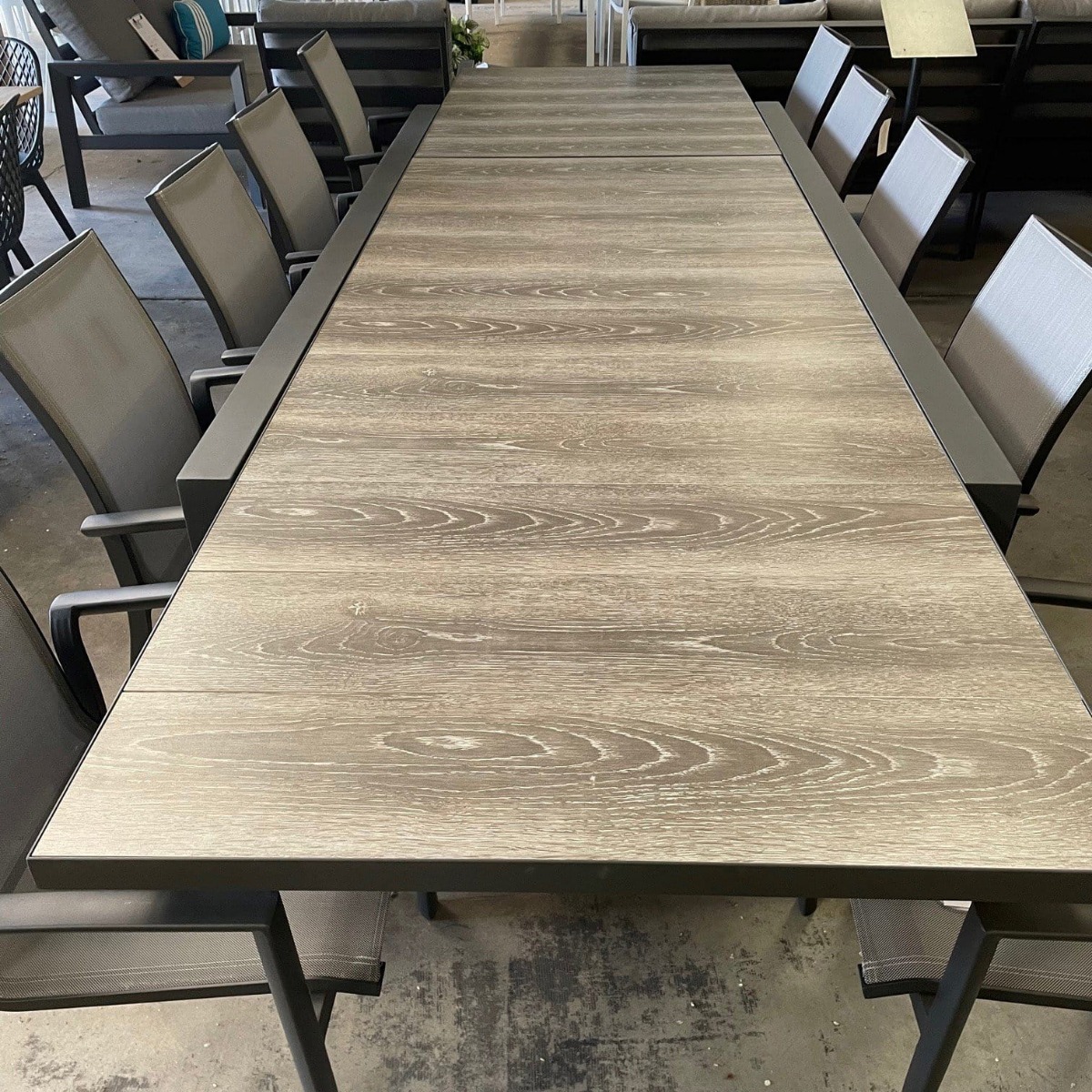 "Paloma" Resort Style Outdoor Tile Top Aluminium Extension Dining Table Gunmetal, 220cm - 340cmL x 100cmW x 75cmH (RRP $2499) - Image 2