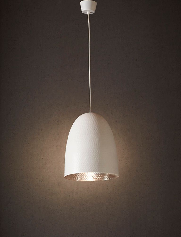 Dolce Beaten Ceiling Pendant White and Silver (RRP $638) - Image 2