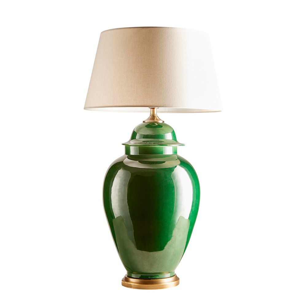 Fine Cotton Ceramic Table Lamp Base Emerald (RRP $836) - Image 2