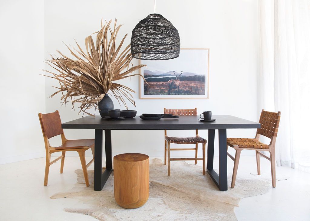 1.8m Sierra Elkstone Rectangular Dining Table – Ebony Black with Black Powder Coated Legs - Image 4