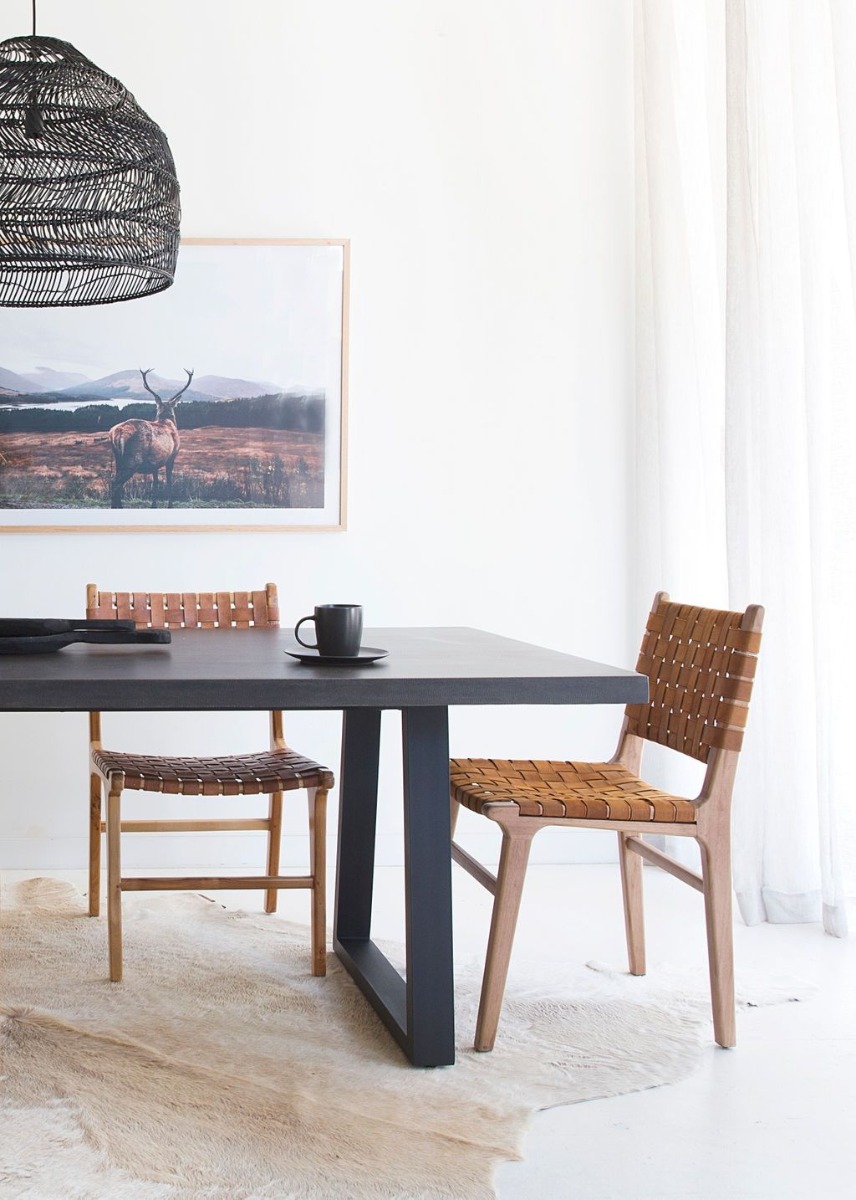 1.8m Sierra Elkstone Rectangular Dining Table – Ebony Black with Black Powder Coated Legs - Image 5