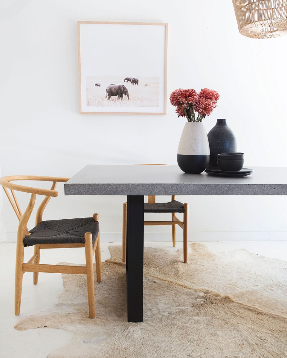 2.0m Sierra Elkstone Rectangular Dining Table – Speckled Grey with Black Powder Coated Legs - Image 11