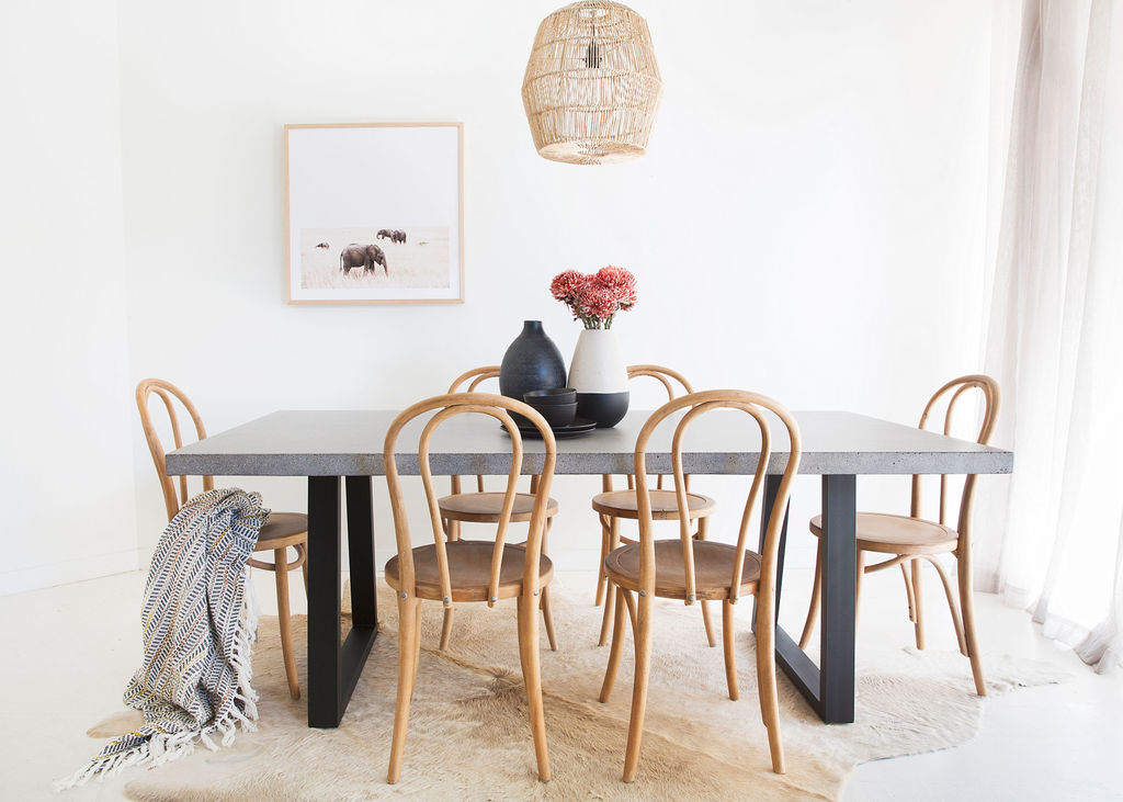 2.0m Sierra Elkstone Rectangular Dining Table – Speckled Grey with Black Powder Coated Legs - Image 10