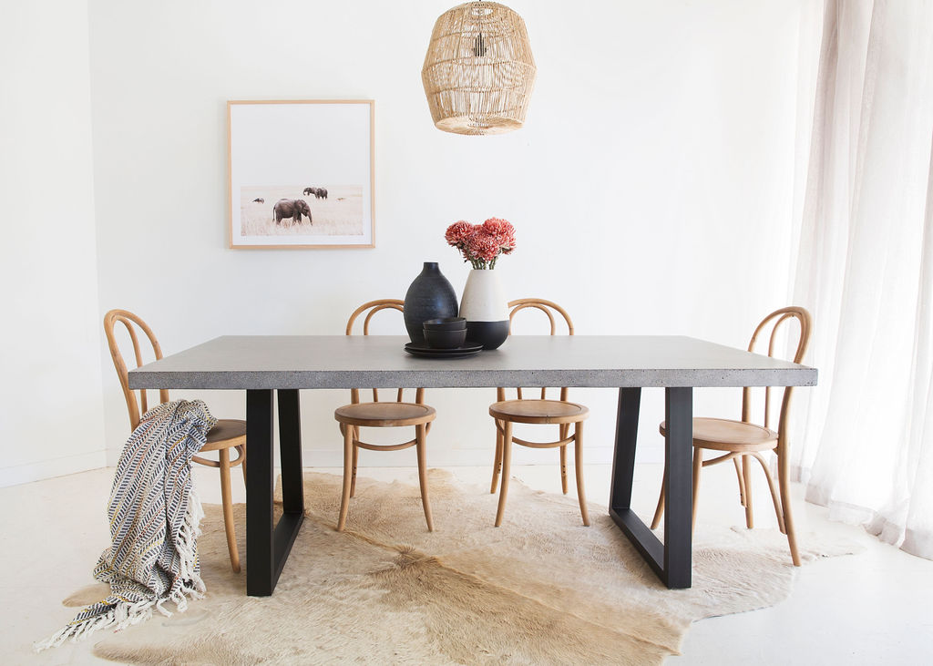 2.0m Sierra Elkstone Rectangular Dining Table – Speckled Grey with Black Powder Coated Legs - Image 12