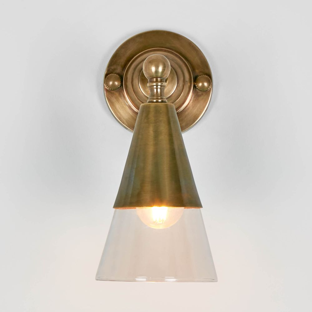 Otto Wall Light With Glass Shade Antique Brass (RRP $363) - Image 2