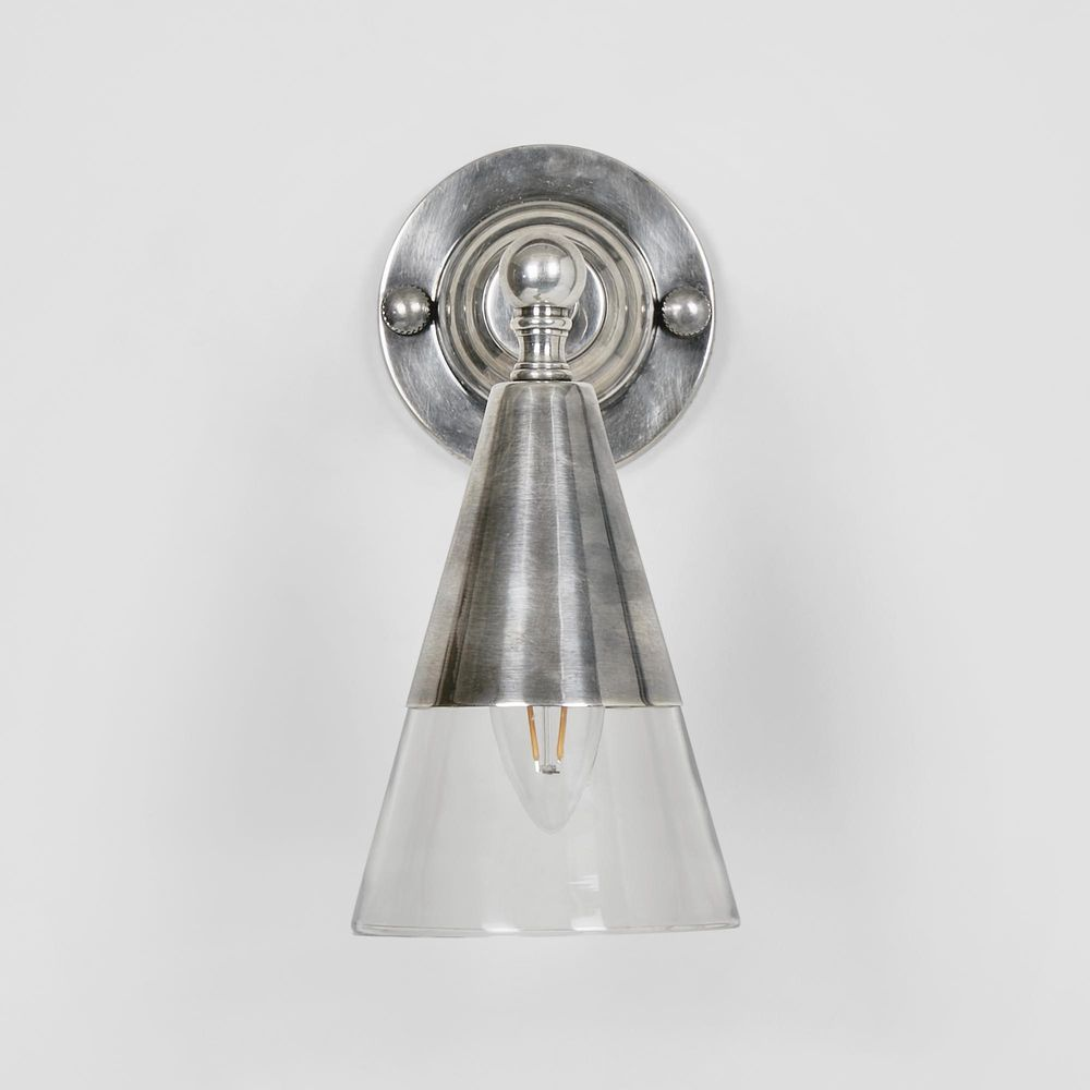 Otto Wall Light With Glass Shade Antique Silver (RRP $363) - Image 2