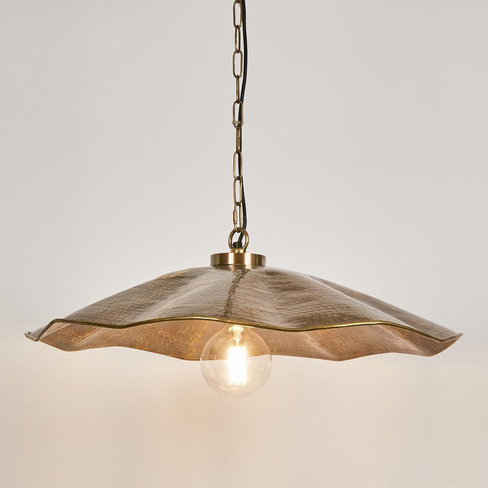 Melville Ceiling Pendant Hammered Antique Brass, D 71cm W 86cm H 20cm (RRP $1499) - Image 4
