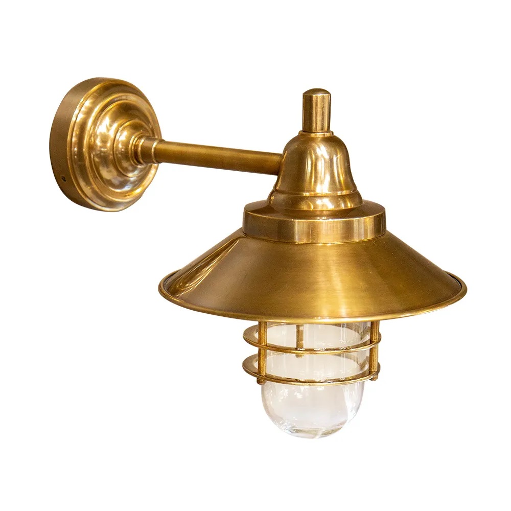 HAMPTONS STYLE CLARK OUTDOOR WALL LIGHT, ANTIQUE BRASS (RRP $599) - Image 3