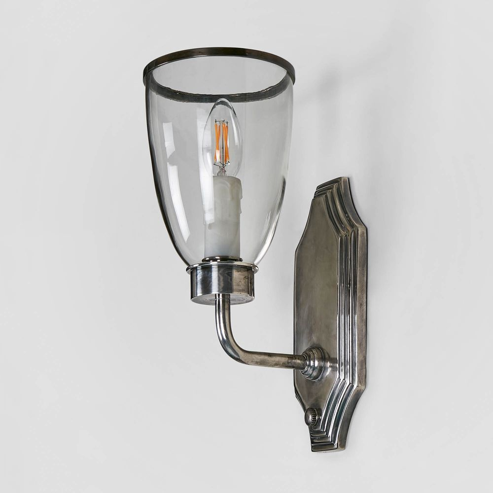Westbrook Wall Light with Glass Shade Antique Silver (RRP $341) - Image 4