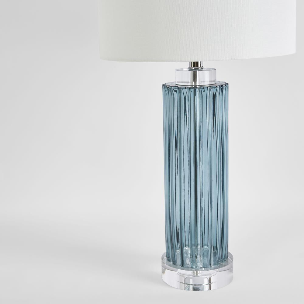 Serento Blue Glass Table Lamp & White Shade (RRP $371.80) - Image 2