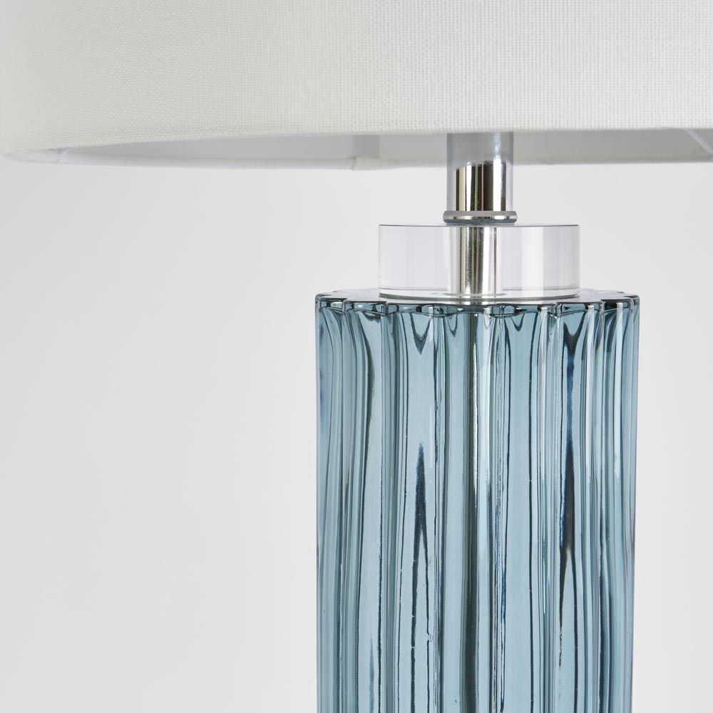 Serento Blue Glass Table Lamp & White Shade (RRP $371.80) - Image 3