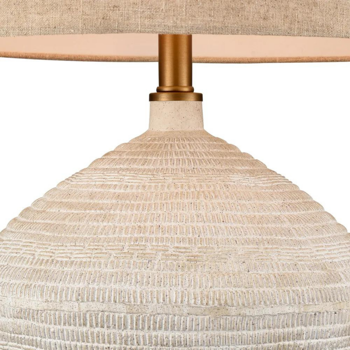 Caufield White Sandstone Table Lamp & Linen Shade (RRP $371.80) - Image 2