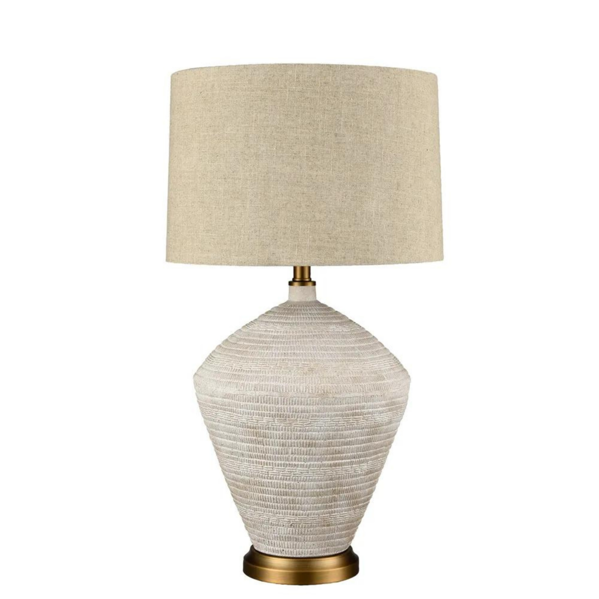 Caufield White Sandstone Table Lamp & Linen Shade (RRP $371.80) - Image 3
