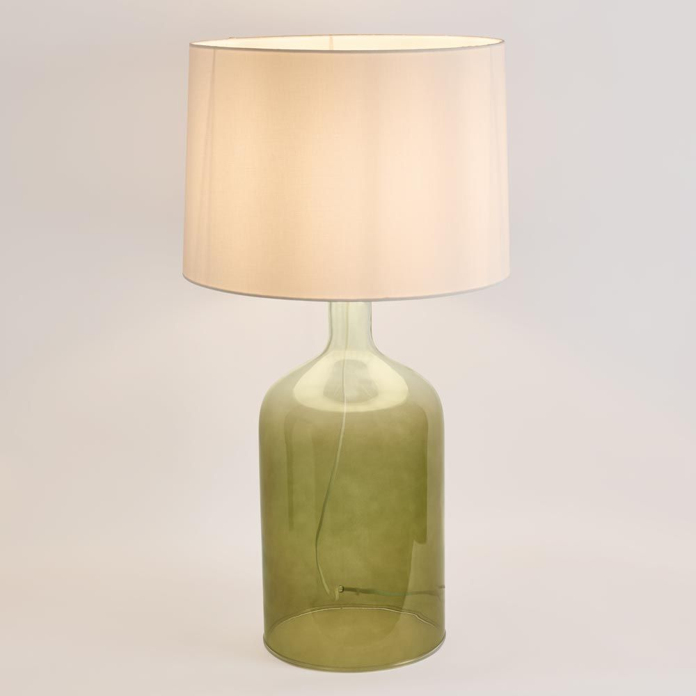 Henley Green Glass Table Lamp & White Shade (RRP $396) - Image 3