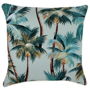 Outdoor Cushion With Piping Palm Trees Seafoam-60cm x 60cm