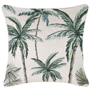 Outdoor Cushion With Piping Palm Tree Paradise Natural 45cm x 45cm