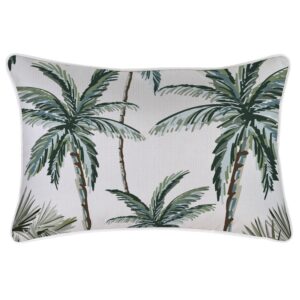 Outdoor Cushion With Piping Palm Tree Paradise White 35cm x 50cm