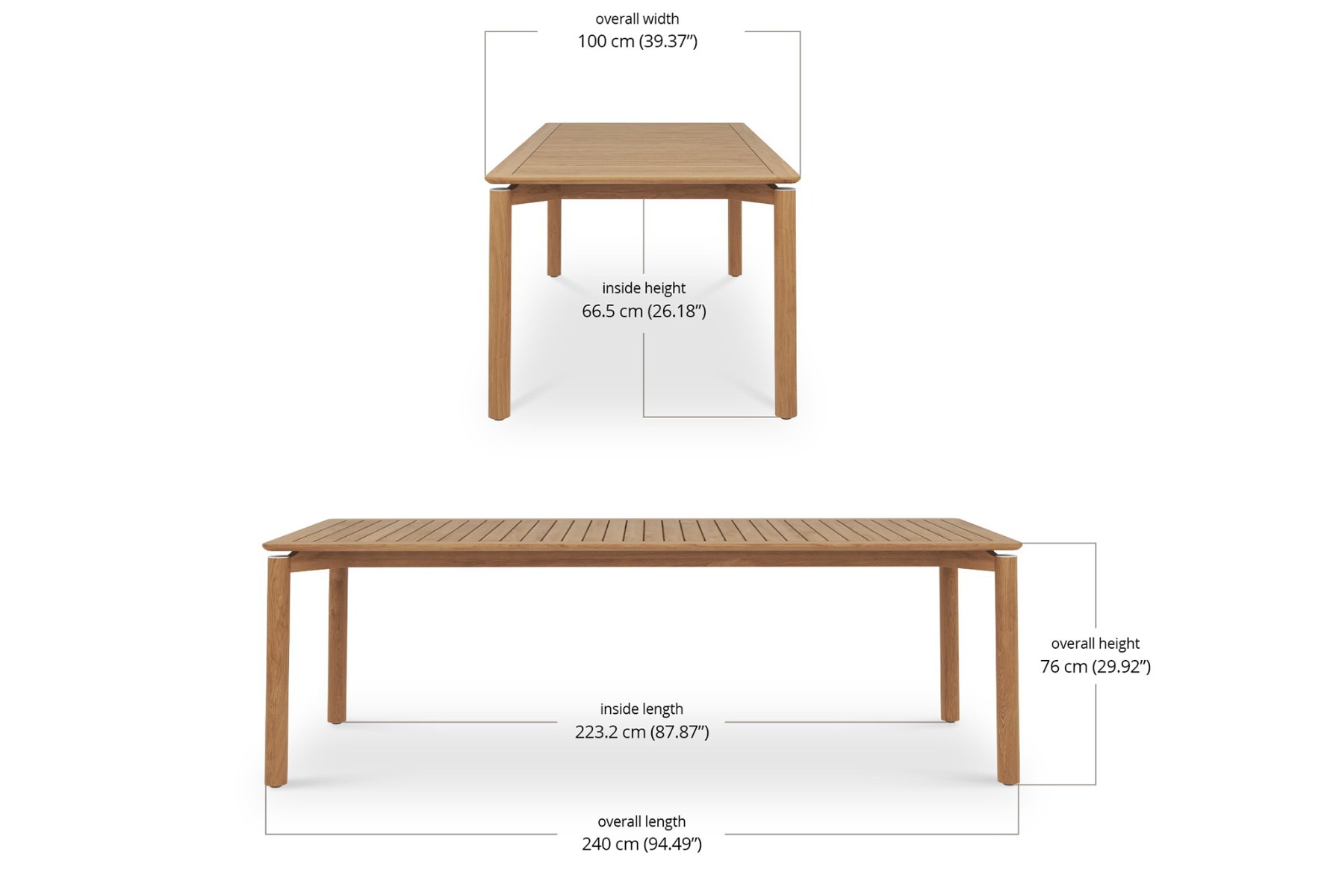 Esperance Solid Teak Outdoor Dining Table, L 240cm x W 100cm x H 76cm (RRP $4999) - Image 4