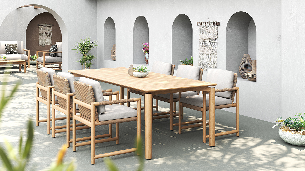 Esperance Solid Teak Outdoor Dining Table, L 240cm x W 100cm x H 76cm (RRP $4999) - Image 5