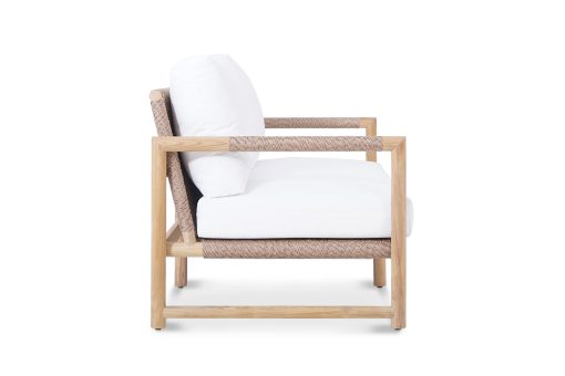 Esperance Solid Teak Frame Outdoor Lounge Sofa Armchair, Sunbrella White Cushion (RRP $3999) - Image 3