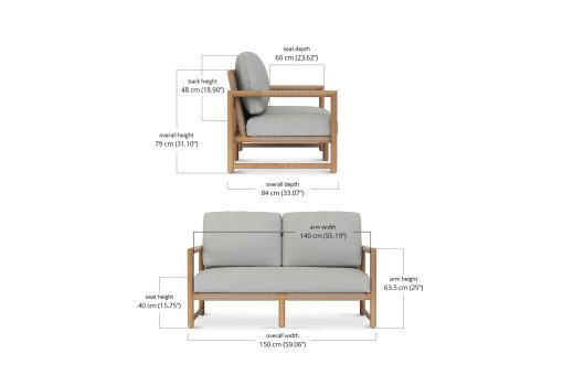 Esperance Solid Teak Frame Outdoor Lounge Sofa Armchair, Sunbrella White Cushion (RRP $3999) - Image 5