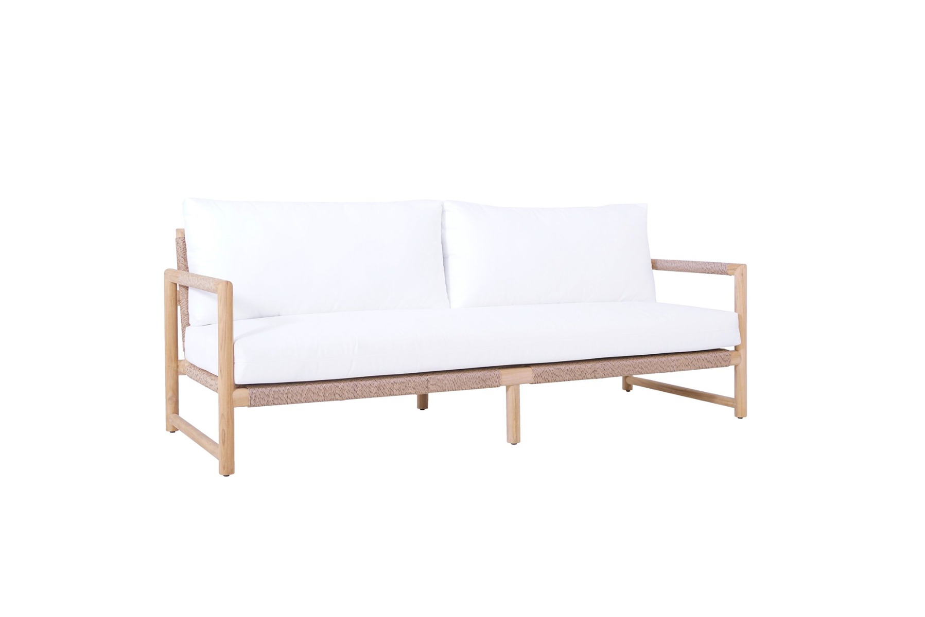 Esperance Solid Teak Frame Outdoor Lounge Sofa Armchair, Sunbrella White Cushion (RRP $5499) - Image 2