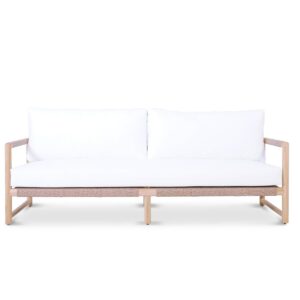Esperance Solid Teak Frame Outdoor Lounge Sofa Armchair, Sunbrella White Cushion (RRP $5499)