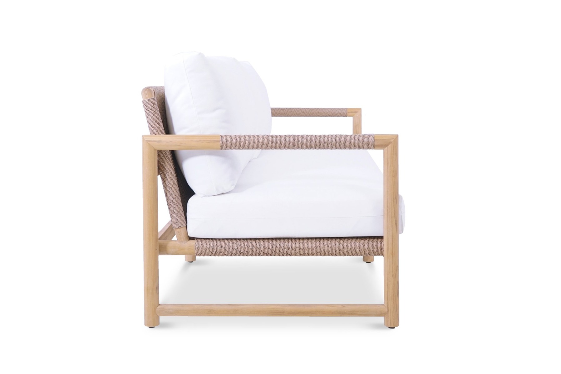 Esperance Solid Teak Frame Outdoor Lounge Sofa Armchair, Sunbrella White Cushion (RRP $5499) - Image 3