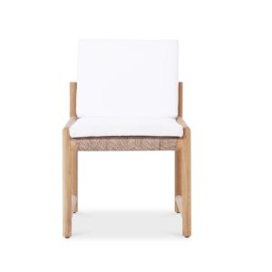 Esperance Solid Teak Frame Outdoor Dining Chair, Sunbrella White Cushion (RRP $1499)