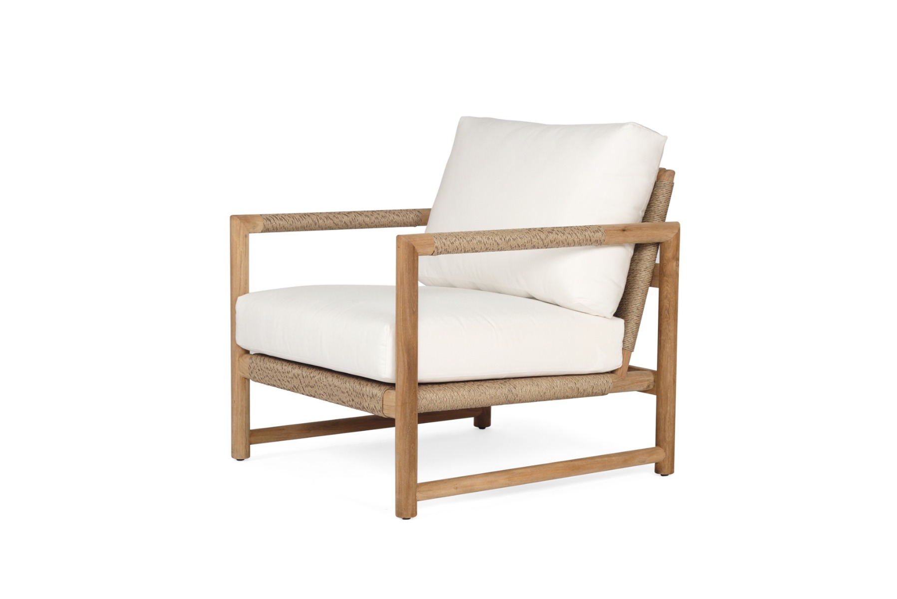Esperance Solid Teak Frame Outdoor Lounge Sofa Armchair, Sunbrella White Cushion (RRP $2499) - Image 2