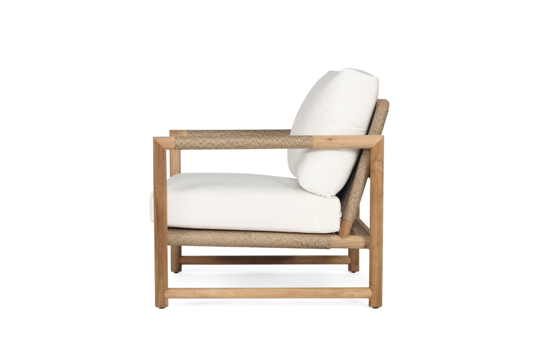 Esperance Solid Teak Frame Outdoor Lounge Sofa Armchair, Sunbrella White Cushion (RRP $2499) - Image 3