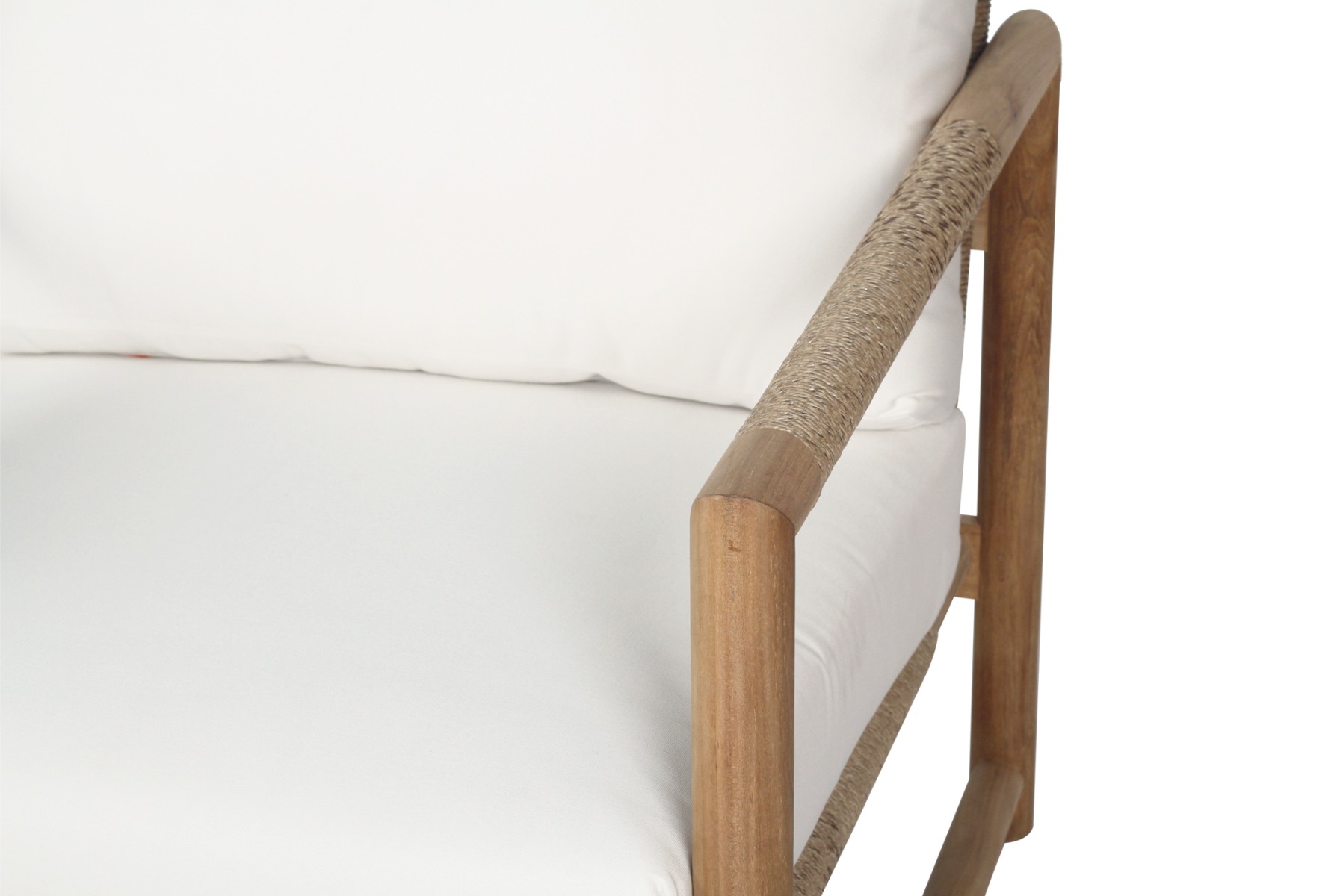 Esperance Solid Teak Frame Outdoor Lounge Sofa Armchair, Sunbrella White Cushion (RRP $2499) - Image 6