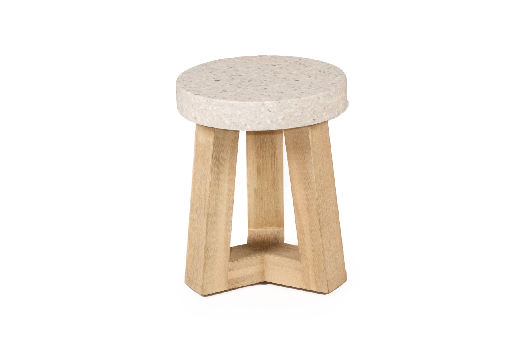 eTerrazzo Elkstone Stool Ivory Coast with Ivory Washed Legs, 35cm Wide (Diameter) x Height 44.5cm - Image 2