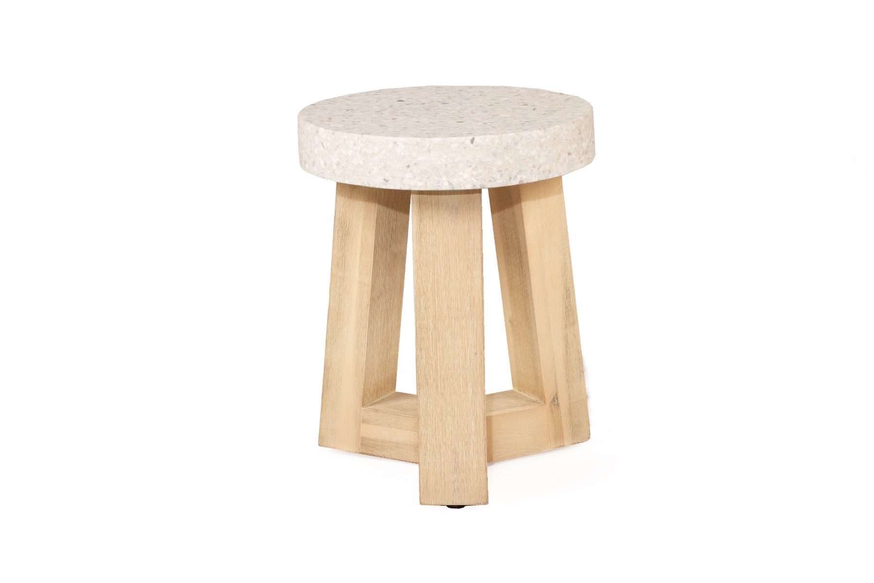 eTerrazzo Elkstone Stool Ivory Coast with Ivory Washed Legs, 35cm Wide (Diameter) x Height 44.5cm - Image 3