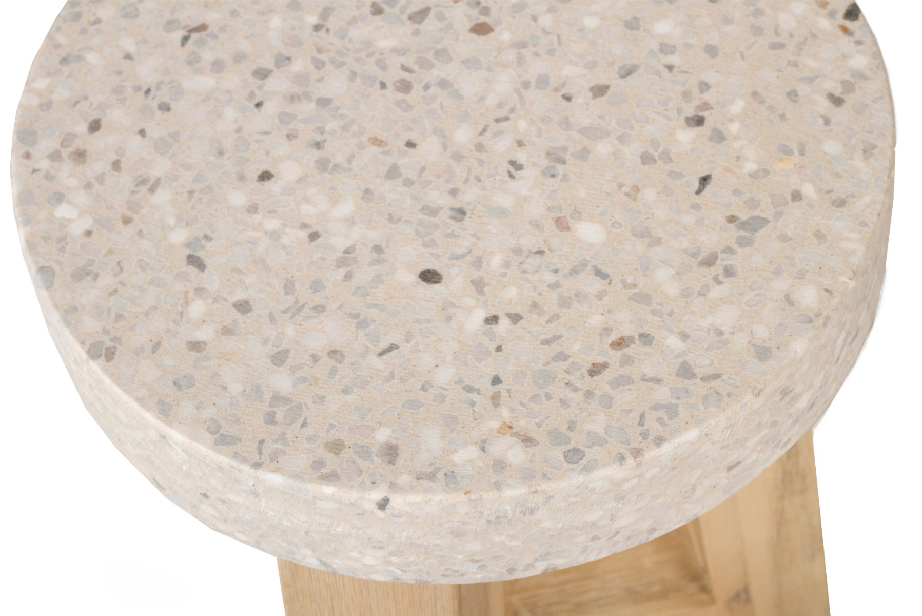eTerrazzo Elkstone Stool Ivory Coast with Ivory Washed Legs, 35cm Wide (Diameter) x Height 44.5cm - Image 4