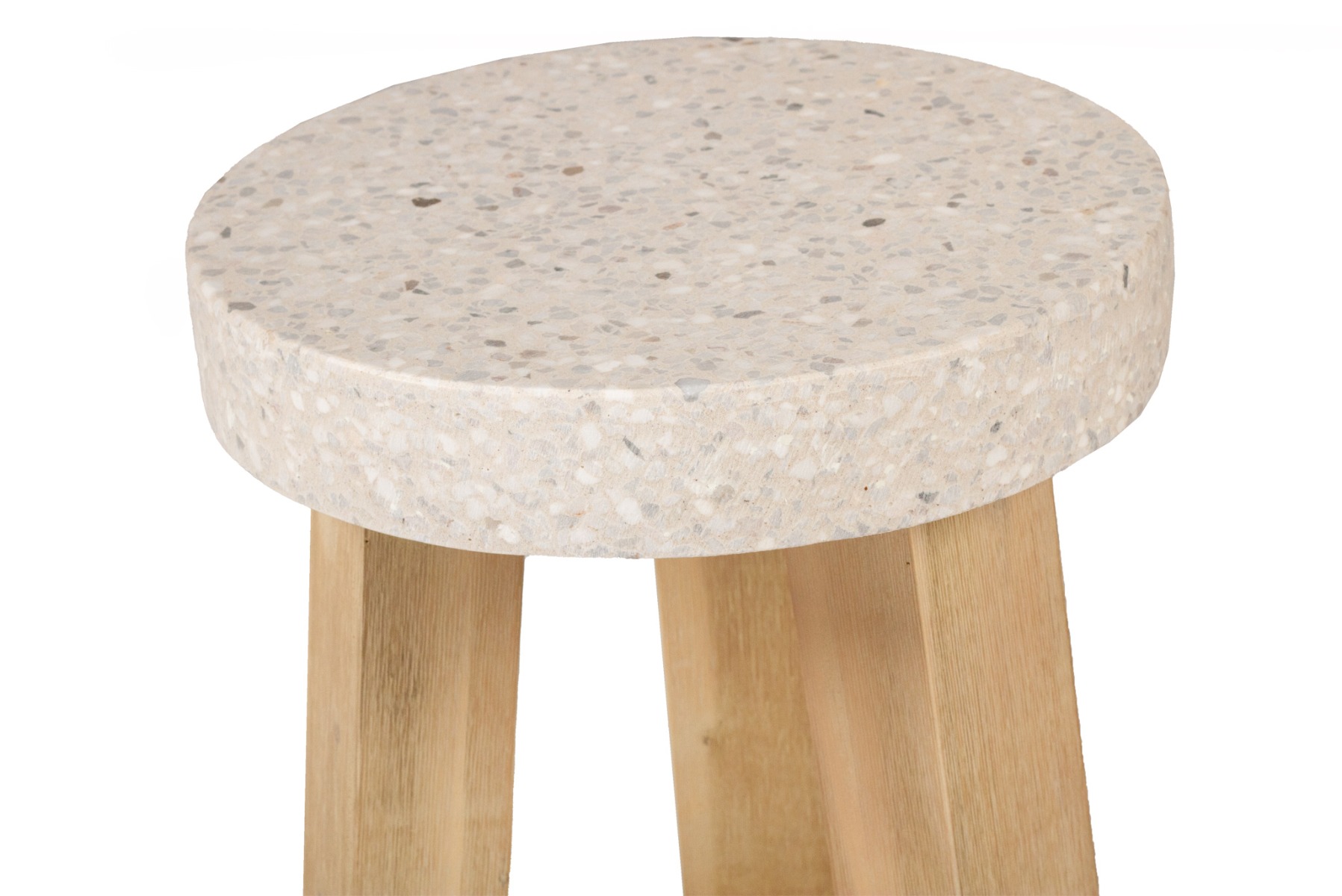 eTerrazzo Elkstone Stool Ivory Coast with Ivory Washed Legs, 35cm Wide (Diameter) x Height 44.5cm - Image 5
