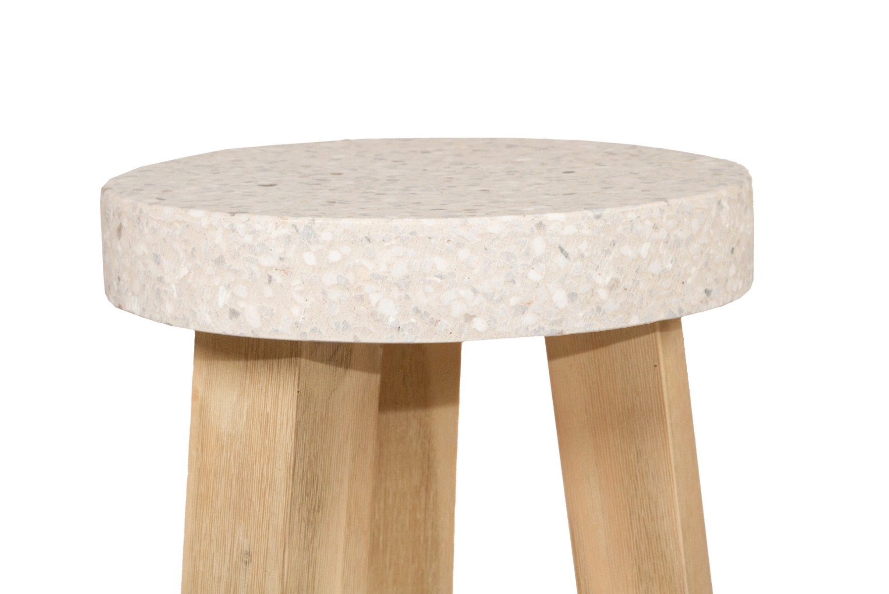 eTerrazzo Elkstone Stool Ivory Coast with Ivory Washed Legs, 35cm Wide (Diameter) x Height 44.5cm - Image 6