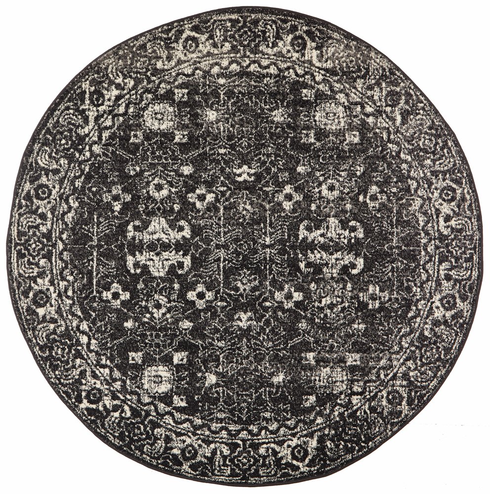 Evoke 252 Hamptons Style Indoor Rug Charcoal Round - Image 4