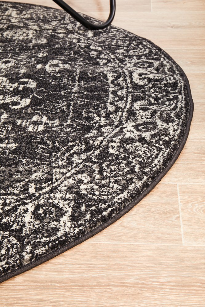 Evoke 252 Hamptons Style Indoor Rug Charcoal Round - Image 6