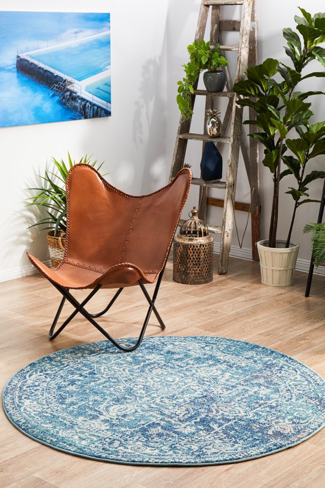 Evoke 253 Hamptons Style Indoor Rug Blue Round - Image 2