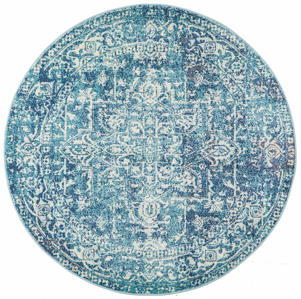Evoke 253 Hamptons Style Indoor Rug Blue Round - Image 4