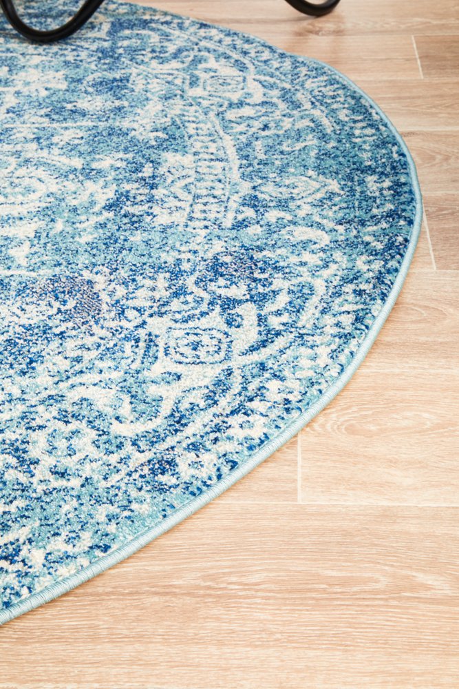 Evoke 253 Hamptons Style Indoor Rug Blue Round - Image 6