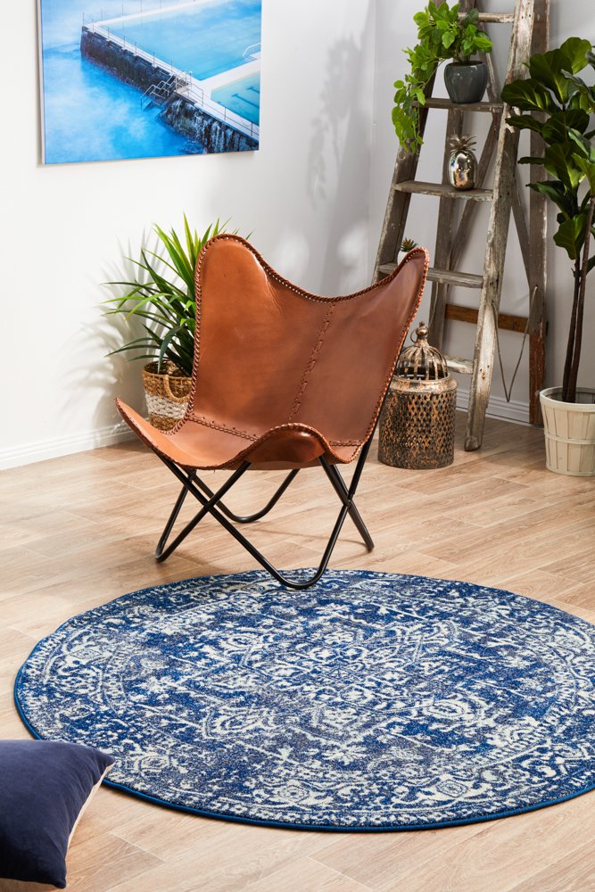 Evoke 253 Hamptons Style Indoor Rug Navy Round - Image 2