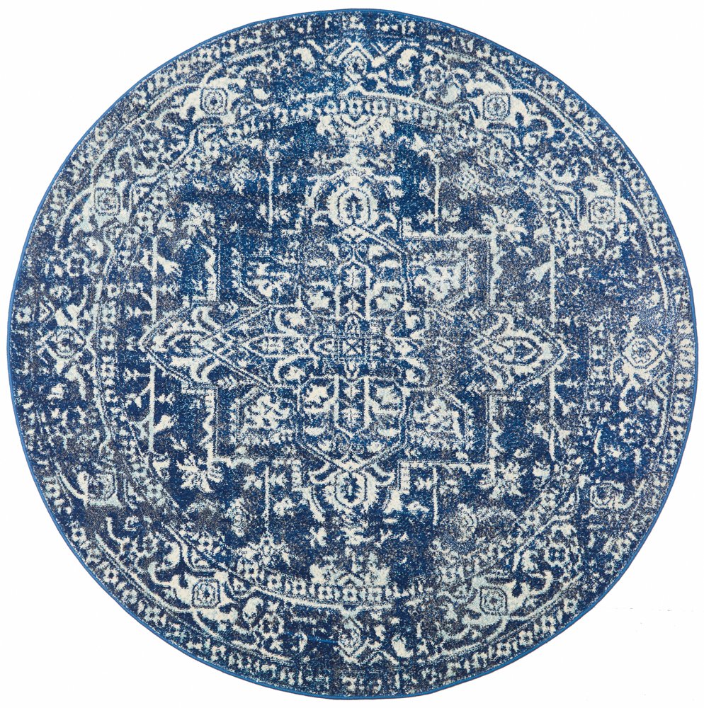 Evoke 253 Hamptons Style Indoor Rug Navy Round - Image 4