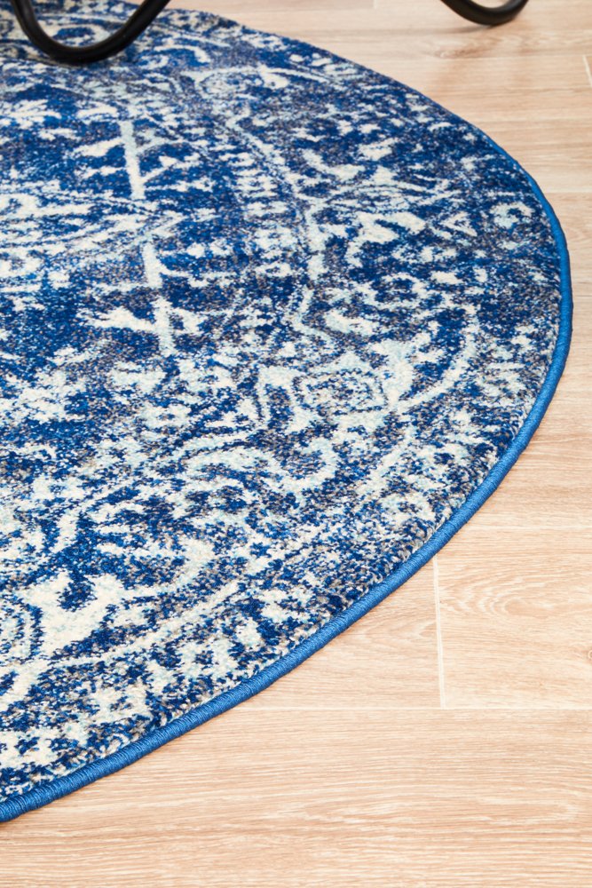 Evoke 253 Hamptons Style Indoor Rug Navy Round - Image 6
