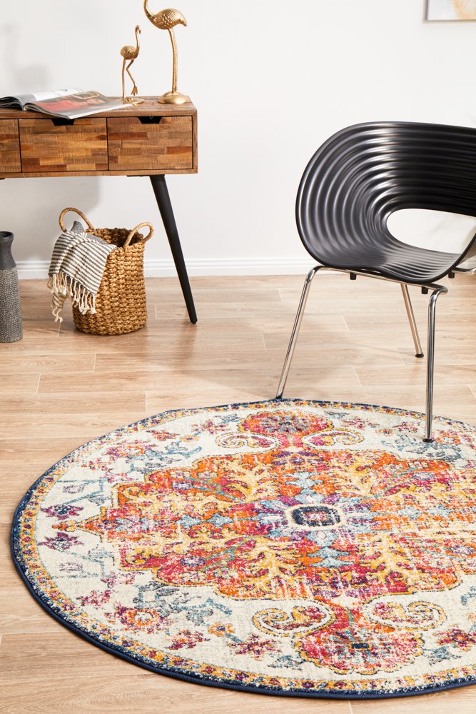 Evoke 254 Hamptons Style Indoor Rug White Round - Image 3