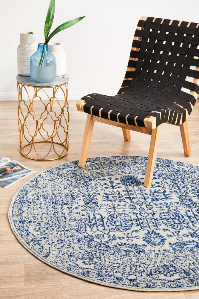 Evoke 256 Hamptons Style Indoor Rug Blue Round - Image 3