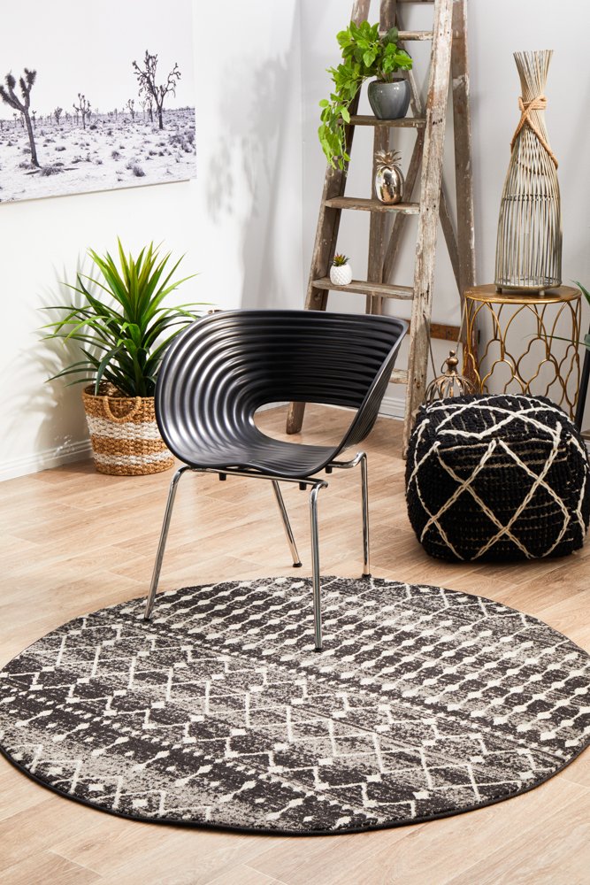 Evoke 260 Hamptons Style Indoor Rug Black Round - Image 2